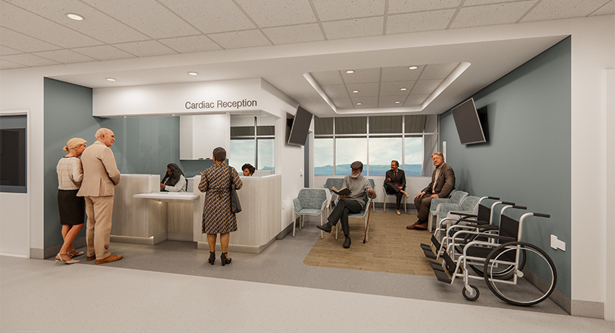 Representation of the reception area for the new Rockhampton Hospital Cardiac Hybrid Theatre.