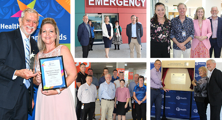 Photos of Paul Bell with CQHHS staff during his time as Board Chair